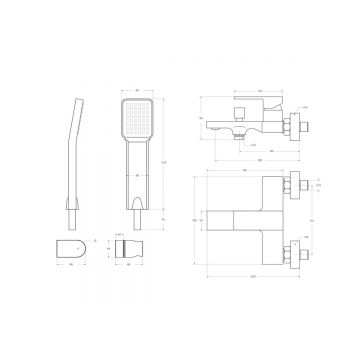 Смеситель для ванны и душа BelBagno (Бельбагно) Rom с ручным душем, шлангом и держателем, хром ROM-VASM-CRM