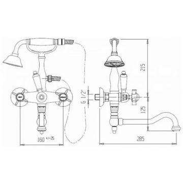 Напольный Смеситель для ванны Cezares (Цезарис) с поворотным изливом и ручным душем, Золото NOSTALGIA-VDP2-03/24-M