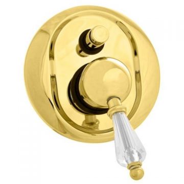 Встраиваемый однорычажный смеситель Cezares (Цезарис) для душа с переключателем, золото, ручка Swarovski VINTAGE-VDIM-03/24-Sw
