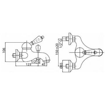 Смеситель для ванны и душа Cezares (Цезарис) однорычажный, золото, ручка Swarovski VINTAGE-VM-03/24-Sw