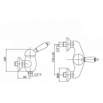 Смеситель для душа Cezares (Цезарис) однорычажный в комплекте с ручным душем, золото, ручки Swarovski VINTAGE-D-03/24-Sw
