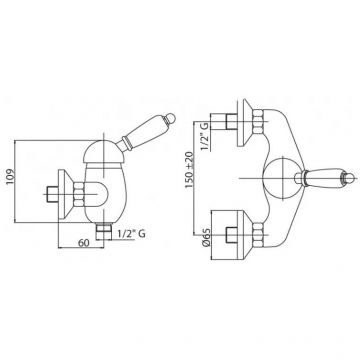 Смеситель для душа Cezares (Цезарис) однорычажный, золото, ручкa Swarovski VINTAGE-DM-03/24-Sw