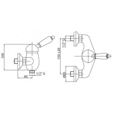 Смеситель для душа Cezares (Цезарис) однорычажный, хром, ручка Swarovski Nero VINTAGE-DM-01-Sw-N