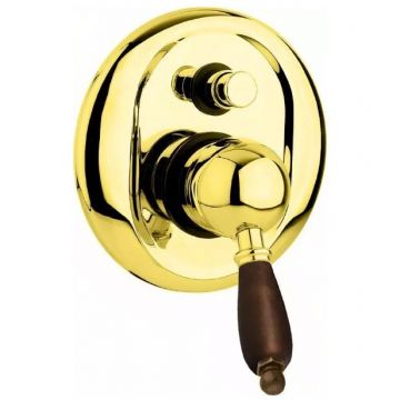 Встраиваемый однорычажный смеситель Cezares (Цезарис) для душа с переключателем,золото, ручка орех ELITE-VDIM-03/24-Nc