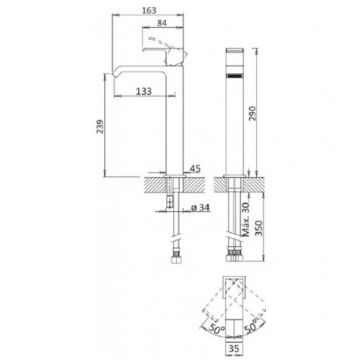 Смеситель для накладных раковин Cezares (Цезарис), с донным клапаном, исполнение белый матовый PORTA-LC-BIO