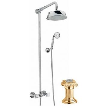 Душевая стойка классическая Cezares (Цезарис) со смесителем, верхним и ручным душем, ручки Swarovski, исполнение Золото OLIMP-CD-03/24-Sw