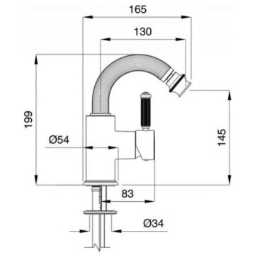 Смеситель на биде Cezares (Цезарис) однорычажный c донным клапаном, золото OLIMP-BSM2-03/24-L