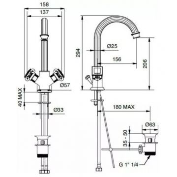 Смеситель на раковину Cezares (Цезарис) с донным клапаном, золото, ручки Swarovski OLIMP-LS2-03/24-Sw