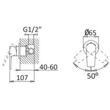 Встраиваемый однорычажный смеситель Cezares (Цезарис) на 1 выход, со скрытой частью Sunrise NAUTIC-DIM-SR