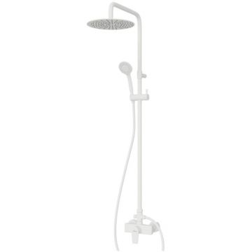 Душевая колонна Cezares (Цезарис) со смесителем для верхнего и ручного душа, исполнение белый матовый NAUTIC-CD-BIO