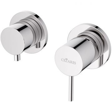 Встраиваемый однорычажный смеситель Cezares (Цезарис) с поворотном переключателем на 3 выхода, исполнение хром LEAF-VDIM3-L-01