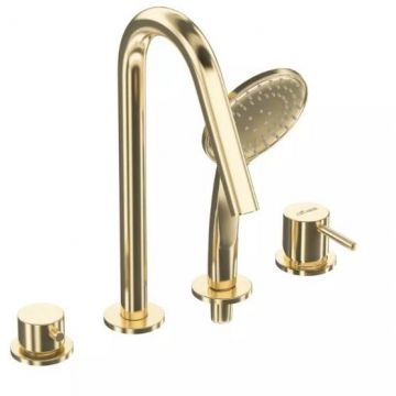 Смеситель на борт ванны Cezares (Цезарис) врезной, на 4 отверстия, исполнение Sunrise LEAF-BVDM4-L-SR