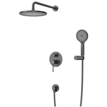 Душевой комплект встраиваемый Cezares (Цезарис) (смеситель встраиваемый, верхний душ, ручной душ со шлангом, штуцер с держателем), черный матовый RELAX-DSET-NOP