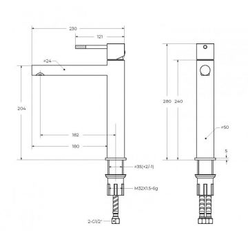 Смеситель для накладной раковины Cezares (Цезарис) однорычажный без донного клапана, сатин RELAX-LC2-IN-W0
