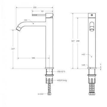 Смеситель для накладной раковины Cezares (Цезарис) однорычажный без донного клапана, черный матовый RELAX-LC1-NOP-W0