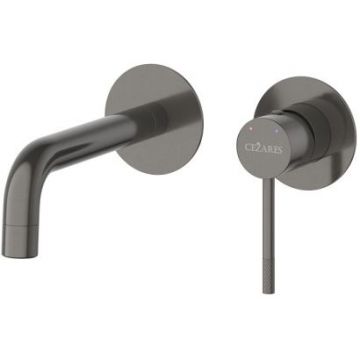 Смеситель для раковины Cezares (Цезарис) встраиваемый с внутренней частью, без донного клапана, оружейная сталь RELAX-BLI2-1-GM-W0