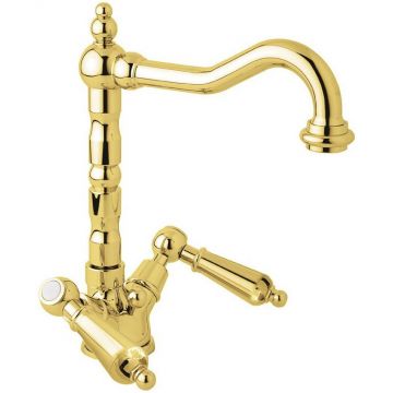 Смеситель для раковины Cezares (Цезарис) с донным клапаном, исполнение золото FIRST-LS2-03/24-M