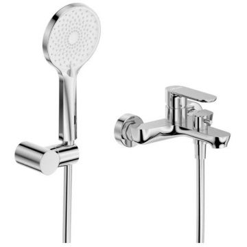 Смеситель для ванны и душа Cezares (Цезарис) однорычажный в комплекте с ручным душем, шлангом и держателем, хром STYLUS-VD-01