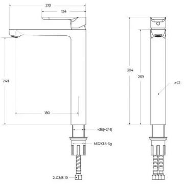 Смеситель для накладной раковины Cezares (Цезарис) однорычажный, без донного клапана, сатин STYLUS-LC-IN-W0