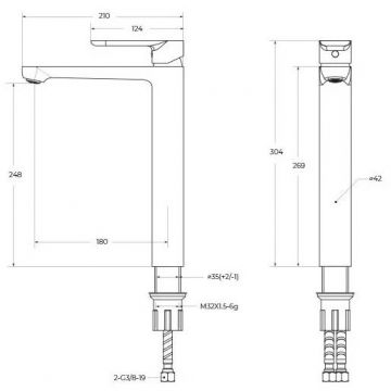 Смеситель для накладной раковины Cezares (Цезарис) однорычажный, без донного клапана, хром STYLUS-LC-01-W0