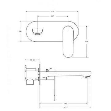 Смеситель для раковины Cezares (Цезарис) встраиваемый с внутренней частью, без донного клапана, сатин STYLUS-BLI1-IN-W0