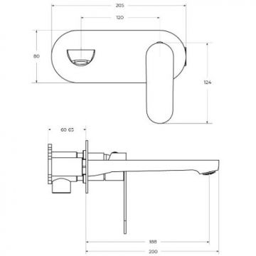 Смеситель для раковины Cezares (Цезарис) встраиваемый с внутренней частью, без донного клапана, хром STYLUS-BLI1-01-W0