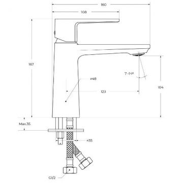 Смеситель для раковины Cezares (Цезарис) однорычажный, без донного клапана, хром LUX-LS-01-W0