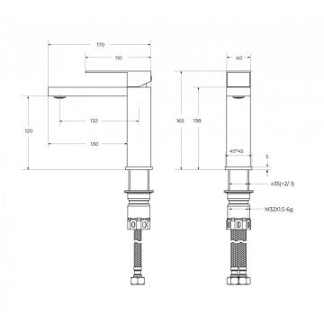 Смеситель для раковины Cezares (Цезарис) однорычажный с донным клапаном, черный матовый SLIDER-LS-NOP