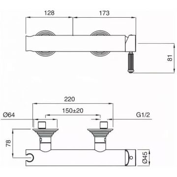Смеситель для душа Cezares (Цезарис) однорычажный, исполнение бронза, ручки белые APHRODITE-DDM-02-Bi