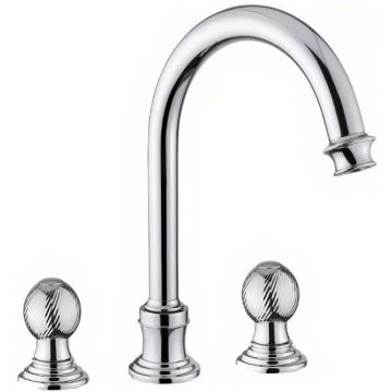 Смеситель для раковины Cezares (Цезарис) на три отверстия, высокий с донным клапаном, исполнение хром, ручки Шар APHRODITE-BLS2-A-01-M