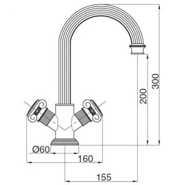 Смеситель на раковину Cezares (Цезарис) с донным клапаном, исполнение золото, ручки Swarovski APHRODITE-LS2-03/24-Sw