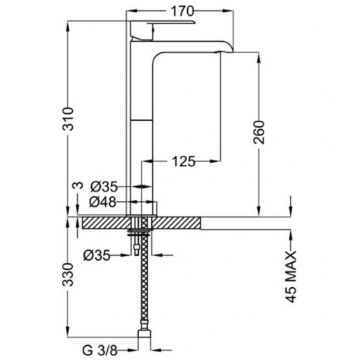Смеситель для накладных раковин Cezares (Цезарис), без донного клапана, исполнение хром FURORE-LC-01-W0