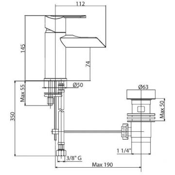 Смеситель на биде Cezares (Цезарис) однорыч c донным клапаном, исполнение хром, ручки хромированные HEAVEN-BSM1-01-Cr