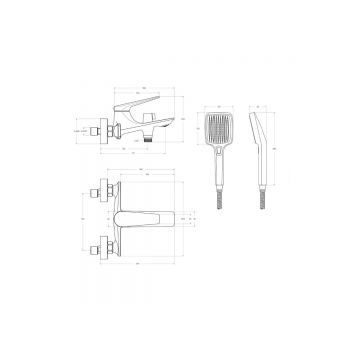 Смеситель для ванны и душа Cezares (Цезарис) однорычажный в комплекте с ручным душем, шлангом и держателем, хром LINER-VD-01