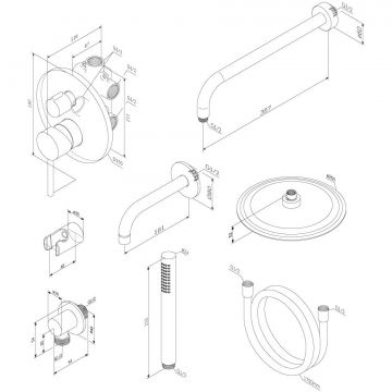 Встраиваемая душевая система Damixa (Дамикса) Scandinavian Pure, черный, с ванно-душевым смесителем 936510300