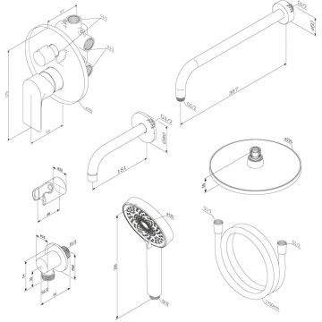 Встраиваемая душевая система Damixa (Дамикса) Apollo хром, смеситель с изливом 947510000
