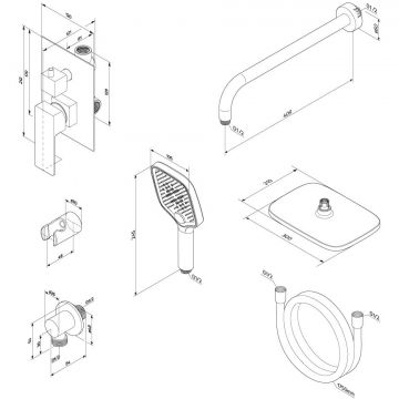 Встраиваемая душевая система Damixa (Дамикса) Gala черный, ванно-душевой смеситель, 953520300