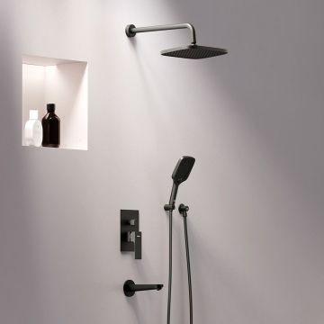 Встраиваемая душевая система Damixa (Дамикса) Gala черный, с смесителем и изливом, 953510300