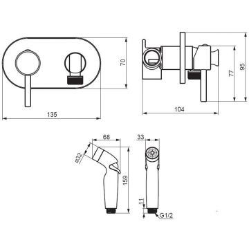 Смеситель RedBlu by Damixa (Дамикса) Option, стеновой, с гигиеническим душем, хром 212000000