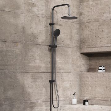 Душевая система Damixa (Дамикса) Jupiter черный, 225 мм верхний душ, 120 мм ручной, штанга 1010 мм, арт. 977000300