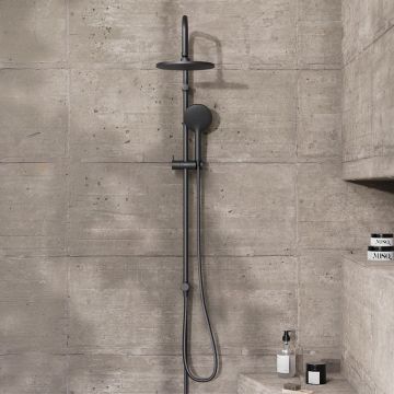 Душевая система Damixa (Дамикса) Jupiter черный, 225 мм верхний душ, 120 мм ручной, штанга 1010 мм, арт. 977000300