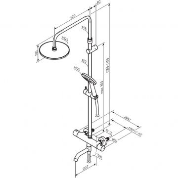 Душевая система Damixa (Дамикса) Jupiter хром, с ТМС смесителем, ванна/душ, 977810000