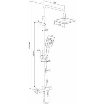 Душевая система Damixa (Дамикса) Option, верхний душ 230x230 мм, ручной душ 120 мм, 3 режима, хром DX218092000