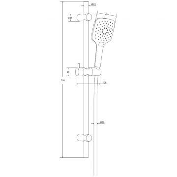 Душевой комплект Damixa (Дамикса) Eclipse, ручной душ 120 мм, штанга 700 мм, хром, 931001000