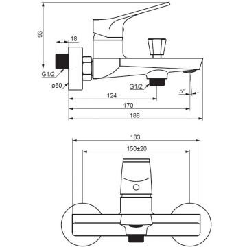 Смеситель для ванны и душа Damixa (Дамикса) Merkur черный, 401000300