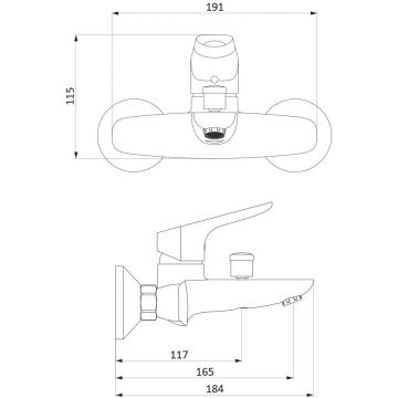 Смеситель для ванны и душа Damixa (Дамикса) Jupiter хром, 771000001