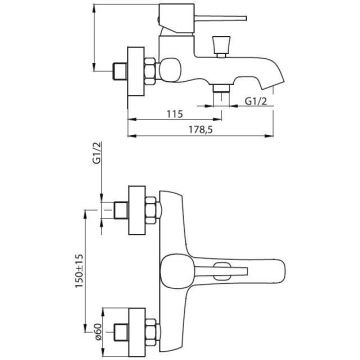 Смеситель для ванны и душа Damixa (Дамикса) Sirius, хром, 861000000