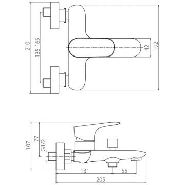 Смеситель для ванны и душа RedBlu by Damixa (Дамикса) Palace Grand, хром, 461000000