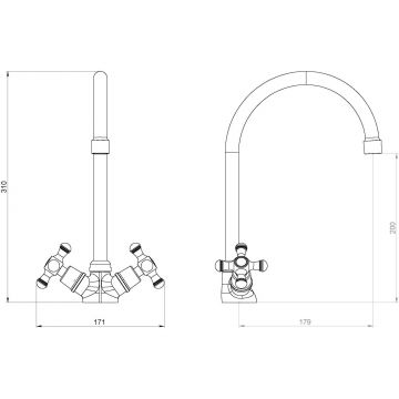 Смеситель для кухни RedBlu by Damixa (Дамикса) Retro хром, 230000000