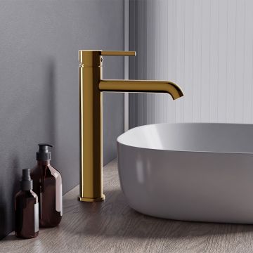 Смеситель для раковины Damixa (Дамикса) Scandinavian Pure, золото, высокий, 360250600